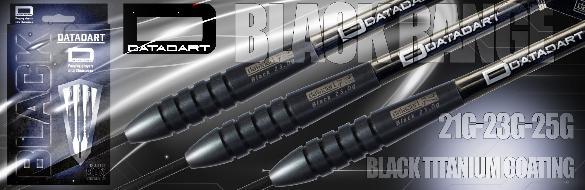 Datadart Black Prism Darts - Steel Tip - Black Titanium